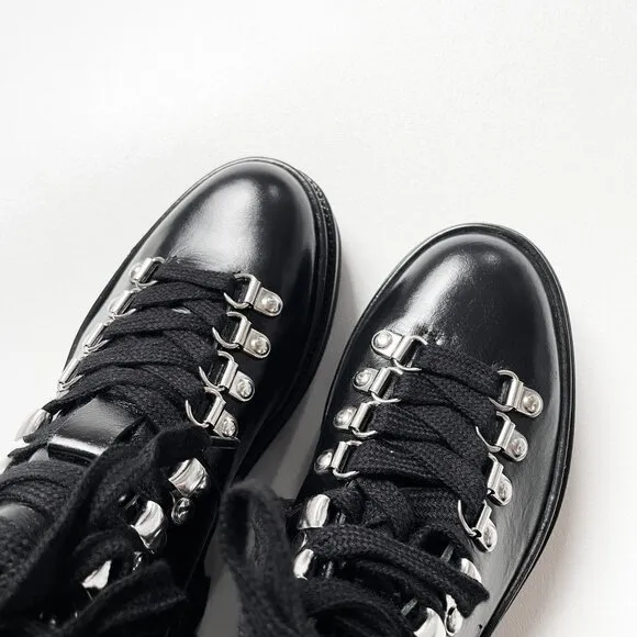 ALLSAINTS Wanda Lace Up Leather Boots Black Size 5 NEW