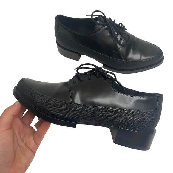&amp; Other Stories Leather Tie Front Loafers Sz 7 Black