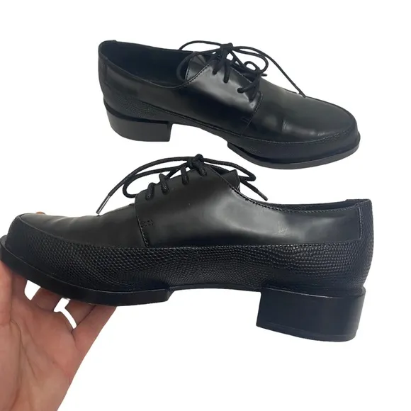 &amp; Other Stories Leather Tie Front Loafers Sz 7 Black