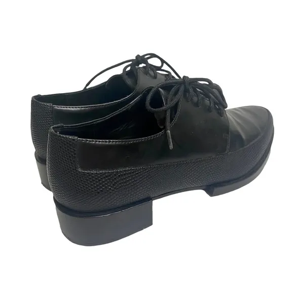 &amp; Other Stories Leather Tie Front Loafers Sz 7 Black