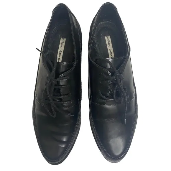&amp; Other Stories Leather Tie Front Loafers Sz 7 Black