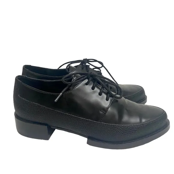 &amp; Other Stories Leather Tie Front Loafers Sz 7 Black