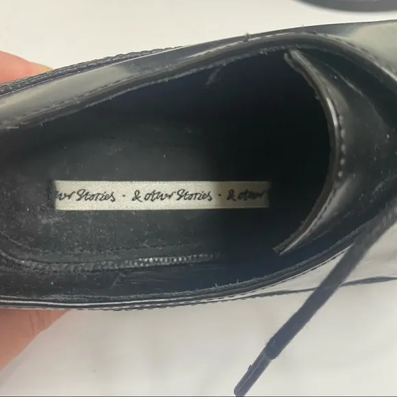 &amp; Other Stories Leather Tie Front Loafers Sz 7 Black