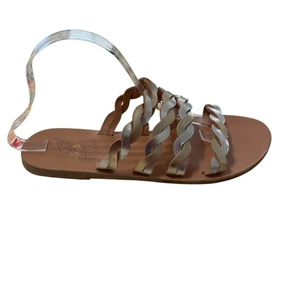 Ancient Greek Sandals Kynthia Braided Leather Metallic Slide Size 42 EU/12 US