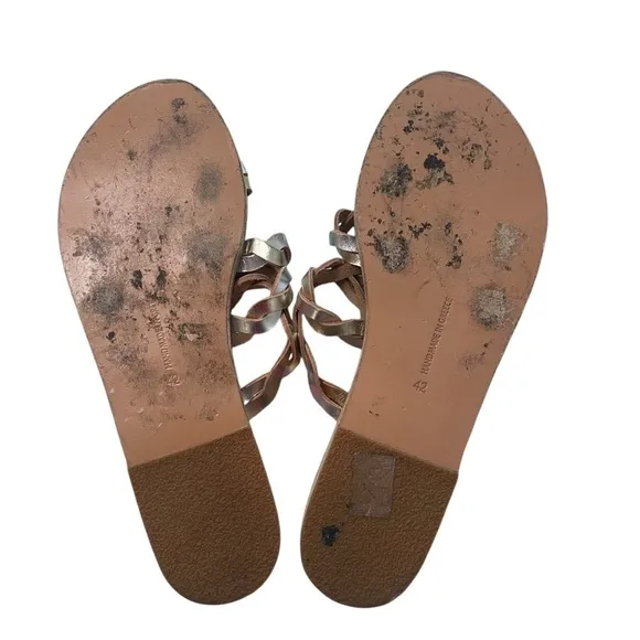 Ancient Greek Sandals Kynthia Braided Leather Metallic Slide Size 42 EU/12 US
