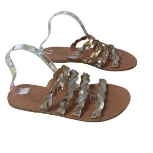 Ancient Greek Sandals Kynthia Braided Leather Metallic Slide Size 42 EU/12 US