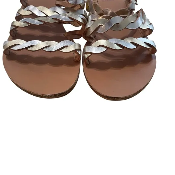 Ancient Greek Sandals Kynthia Braided Leather Metallic Slide Size 42 EU/12 US