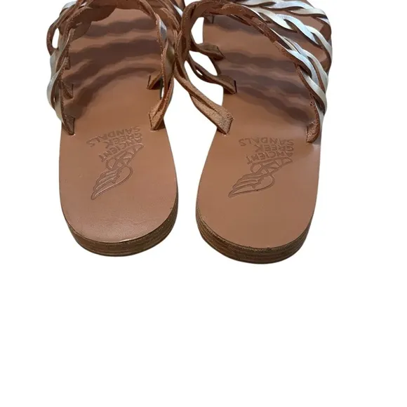 Ancient Greek Sandals Kynthia Braided Leather Metallic Slide Size 42 EU/12 US