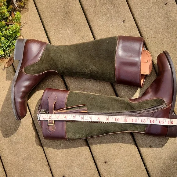 Andalussier Leather &amp; Green Suede Boots Size EU 38 US Approx 7 or 7.5