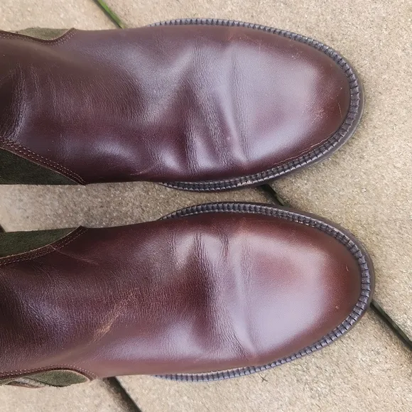 Andalussier Leather &amp; Green Suede Boots Size EU 38 US Approx 7 or 7.5