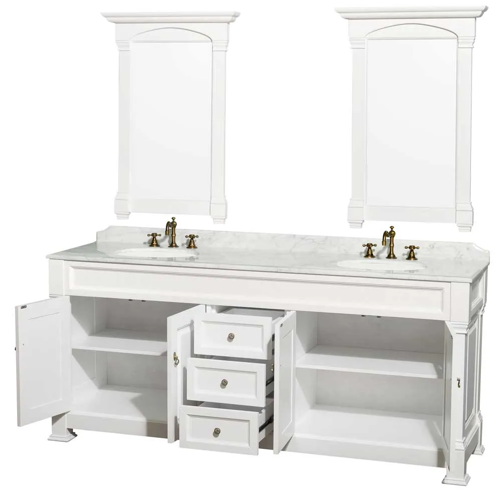 Andover 80 Inch Double Bathroom Vanity in White