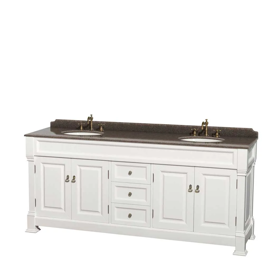 Andover 80 Inch Double Bathroom Vanity in White