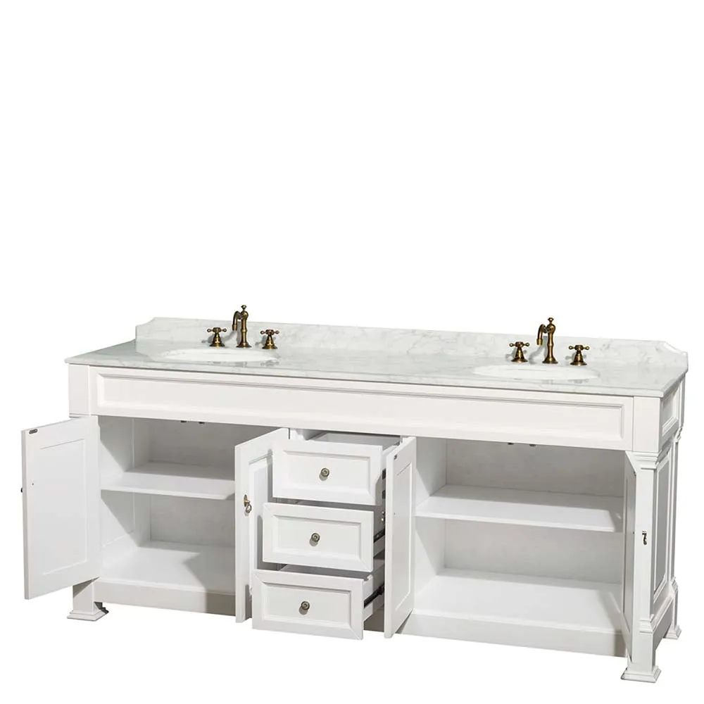 Andover 80 Inch Double Bathroom Vanity in White