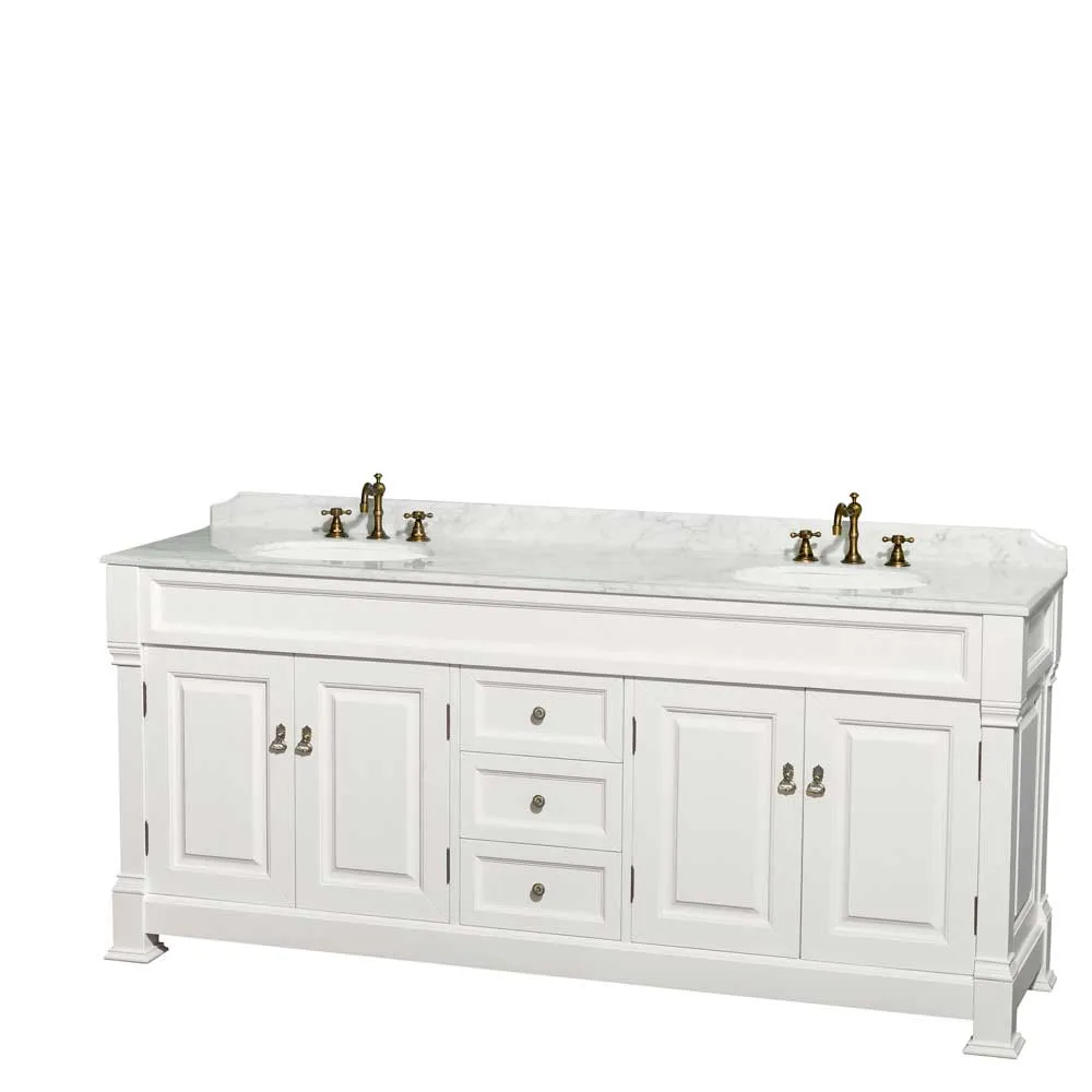 Andover 80 Inch Double Bathroom Vanity in White