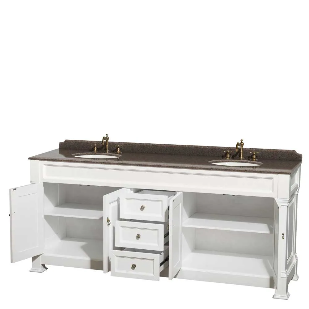 Andover 80 Inch Double Bathroom Vanity in White