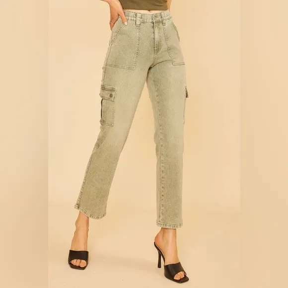 Annie Wear Straight Leg Jeans with Cargo Pockets