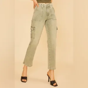 Annie Wear Straight Leg Jeans with Cargo Pockets