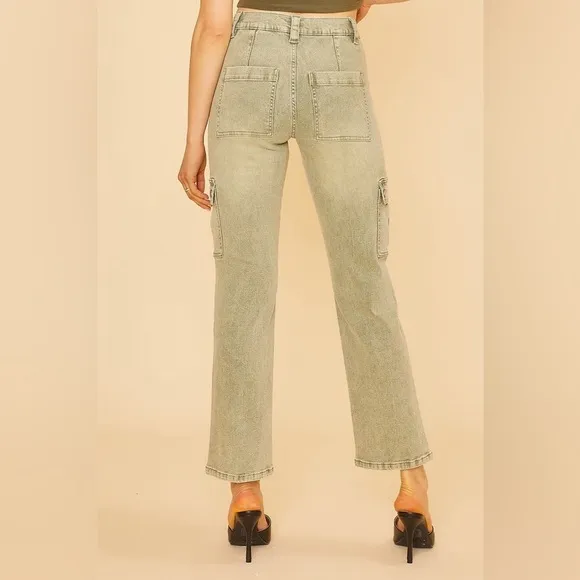Annie Wear Straight Leg Jeans with Cargo Pockets