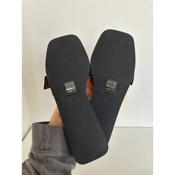 Anthropologie Buckle Slide Sandals Slip On Brown Black Women's EU 41 US 10.5 NEW