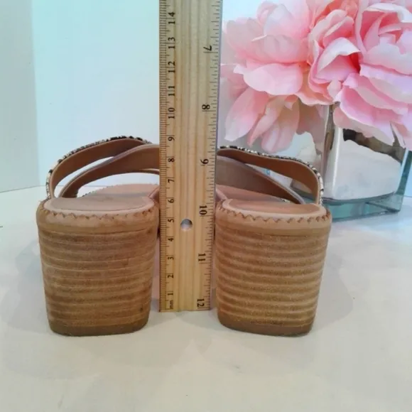 Anthropologie leather slide snake  print sandals