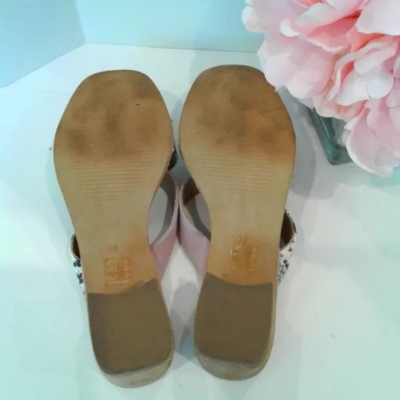 Anthropologie leather slide snake  print sandals