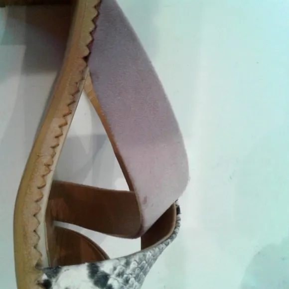 Anthropologie leather slide snake  print sandals