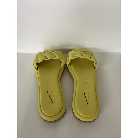 Anthropologie Seychelles Women Puffy Woven Yellow Preppy Slide Sandals Sz 10 New