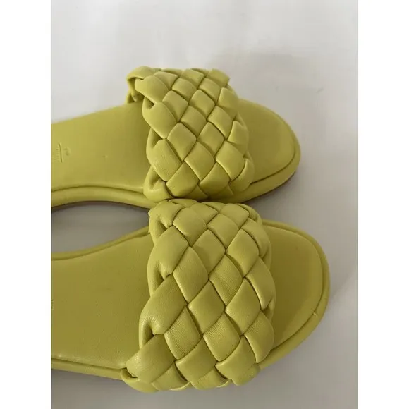 Anthropologie Seychelles Women Puffy Woven Yellow Preppy Slide Sandals Sz 10 New