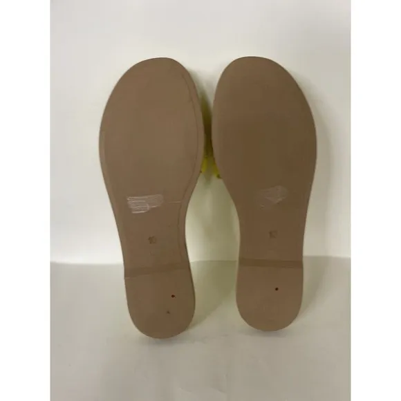 Anthropologie Seychelles Women Puffy Woven Yellow Preppy Slide Sandals Sz 10 New