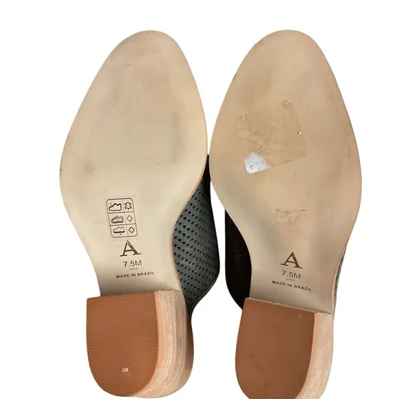 Anthropologie Women's Blaire Mules Size 7.5M Gray Perforated Suede Slip On