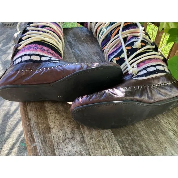 Anthropologie Matiko lace up Aztec boots 7.5