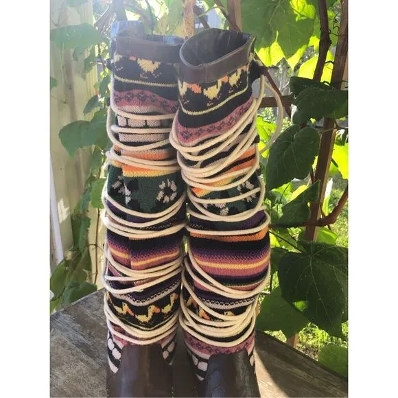 Anthropologie Matiko lace up Aztec boots 7.5