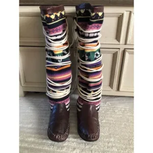 Anthropologie Matiko lace up Aztec boots 7.5