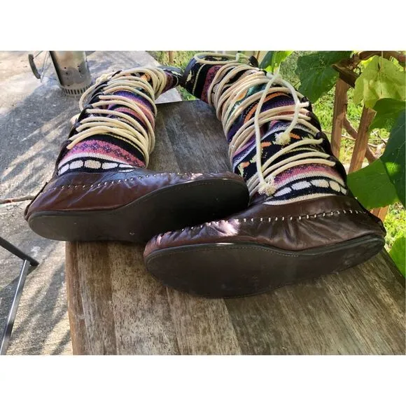Anthropologie Matiko lace up Aztec boots 7.5