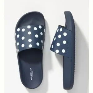 Anthropologie x Brandblack Kashiba-Lux Print Slide Sandals Blue White Dot US 7.5