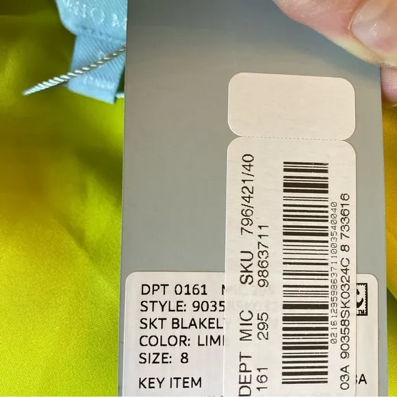 ANTONIO MELANI Blakely Lime Green Satin Midi Skirt NWT
