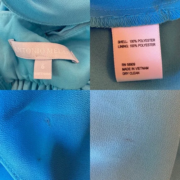 ANTONIO MELANI Turquoise Blue Ruffle Cut Out Maxi Dress