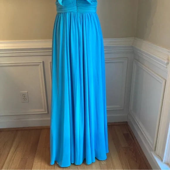 ANTONIO MELANI Turquoise Blue Ruffle Cut Out Maxi Dress
