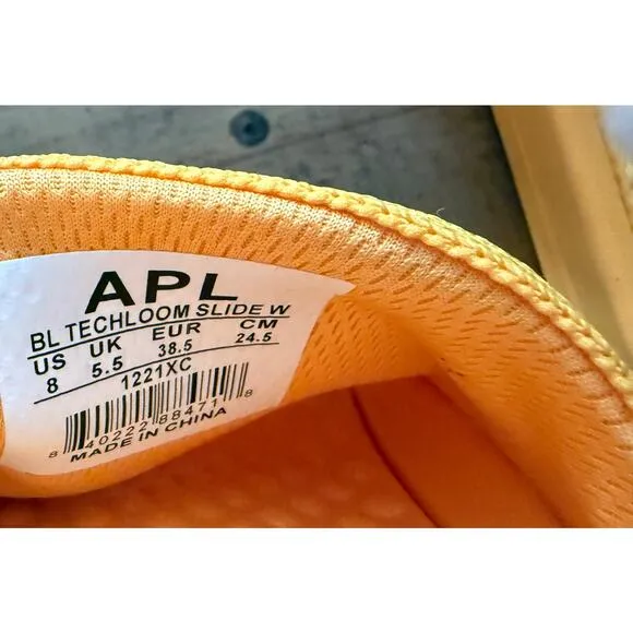 APL: Athletic Propulsion Labs Women's Big Logo TechLoom Slides in Mango Sz 8 NEW