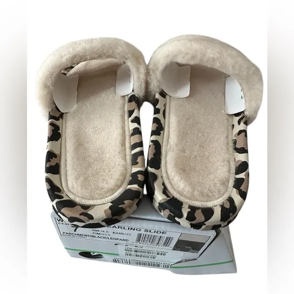 APL Athletic Propulsion Labs Womens Shearling Slide US 7 EU 37 Leopard NIB Oprah