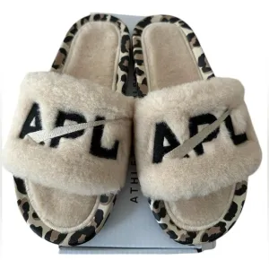 APL Athletic Propulsion Labs Womens Shearling Slide US 7 EU 37 Leopard NIB Oprah
