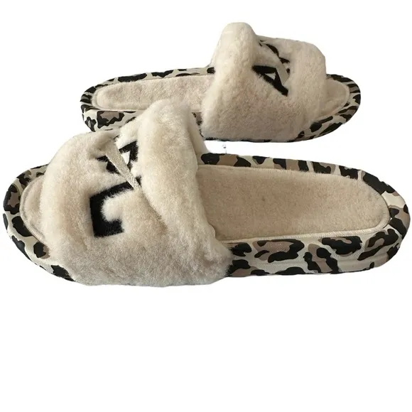 APL Athletic Propulsion Labs Womens Shearling Slide US 7 EU 37 Leopard NIB Oprah