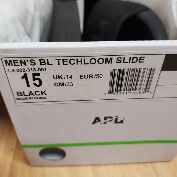 APL Big Logo Black Slides Men's Size 15 New.