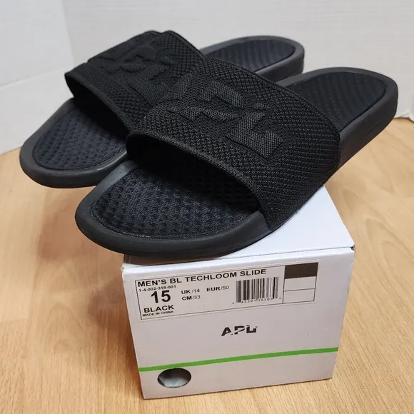APL Big Logo Black Slides Men's Size 15 New.
