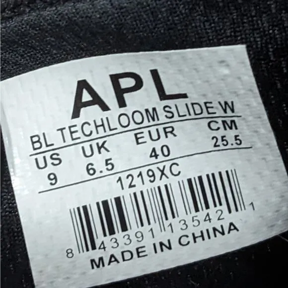 APL Big Logo Techloom Slide Sip On Sandals Black Women's Size 9