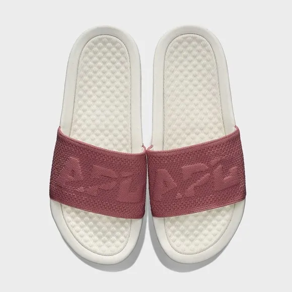 APL TechLoom Knit Big Logo Slide Sandals, Ivory Cedar Dark Pink Women’s 8