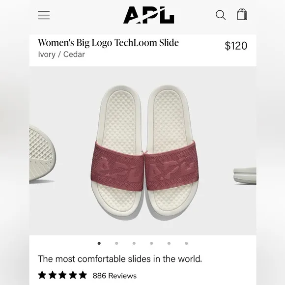 APL TechLoom Knit Big Logo Slide Sandals, Ivory Cedar Dark Pink Women’s 8