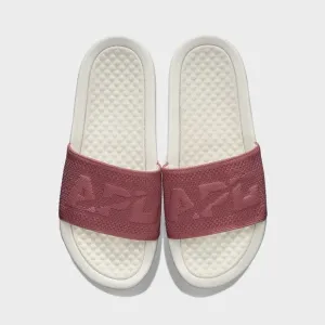 APL TechLoom Knit Big Logo Slide Sandals, Ivory Cedar Dark Pink Women’s 8
