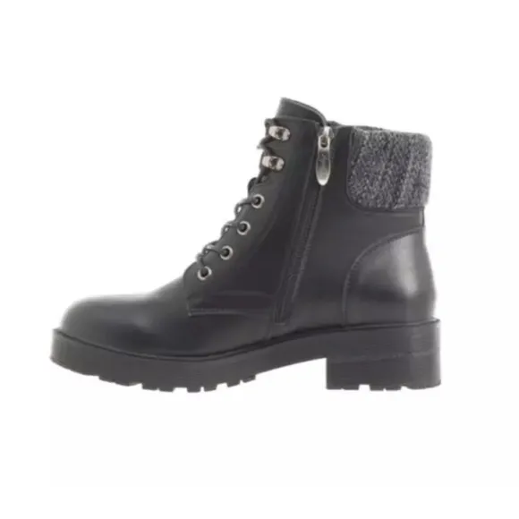 AquaDiva Britt Black Leather Lace-Up Boots  (BBT6)