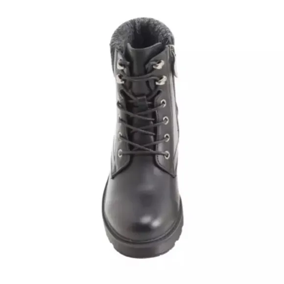AquaDiva Britt Black Leather Lace-Up Boots  (BBT6)